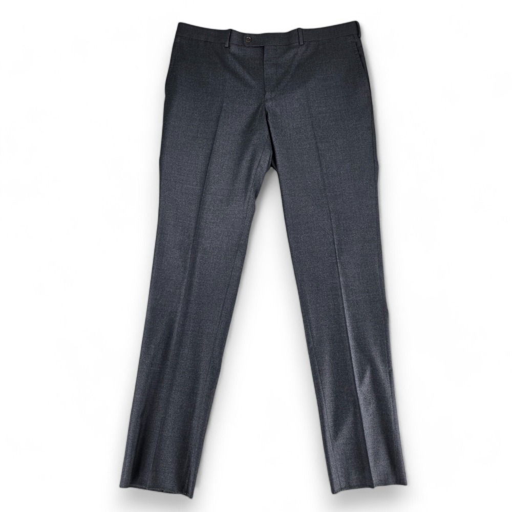 Aristo Eighteen London Wool Dress Pants Mens 40 Charcoal Flannel Flat Front NEW